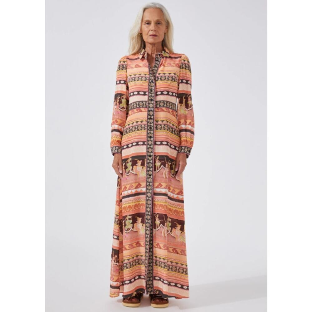 Hayley Menzies - Dancing Girls Silk Maxi Shirt Dress - Medium
